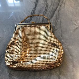 Vintage Whiting and Davis Gold Washed Mesh Change Purse or evening bag Estate